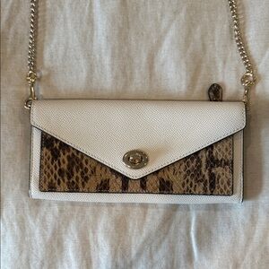 Coach Elegant Cream and Brown Chain Shoulder Bag